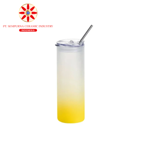 Sublimation Blanks 25oz/750ml Glass Skinny Tumbler with Plastic Straw&Lid