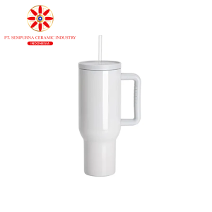 40oz/1200ml Stainless Steel Travel Tumbler with Soft Grip Handle & Straw