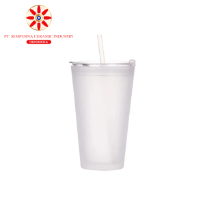 Sublimation 15oz/450ml Glass Tumbler w/ Lid & Straw