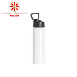 Sublimation 30oz/900ml Stainless Steel Water Bottle w/ Black Straw Lid(White, Single Wall)
